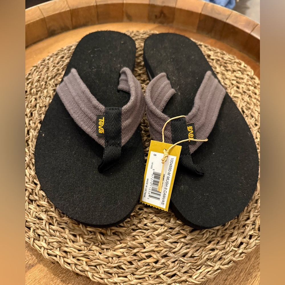 NWT Mens Teva ‘Mush’ Canvas Sandals black/gray
